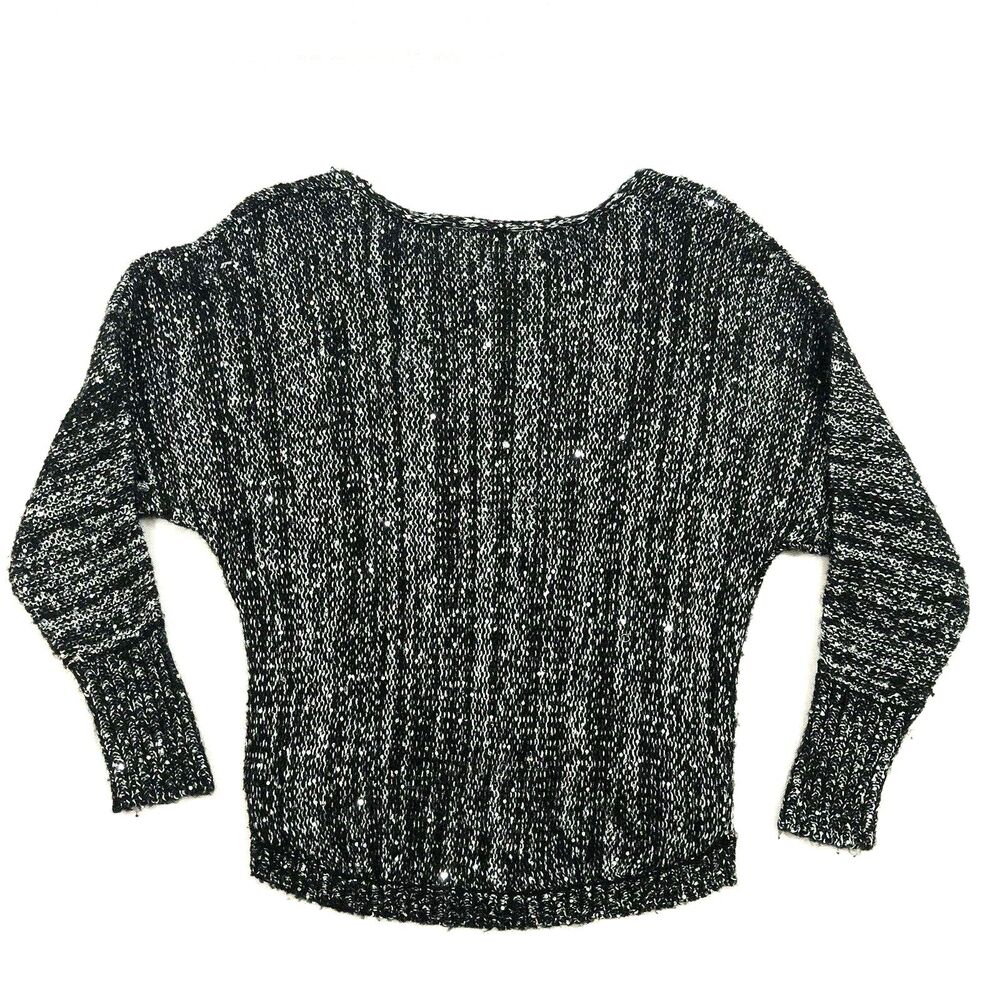 Love Change Womens Sweater Knit Pullover Long Sleeve Pocket Black White Small - Picture 6 of 8
